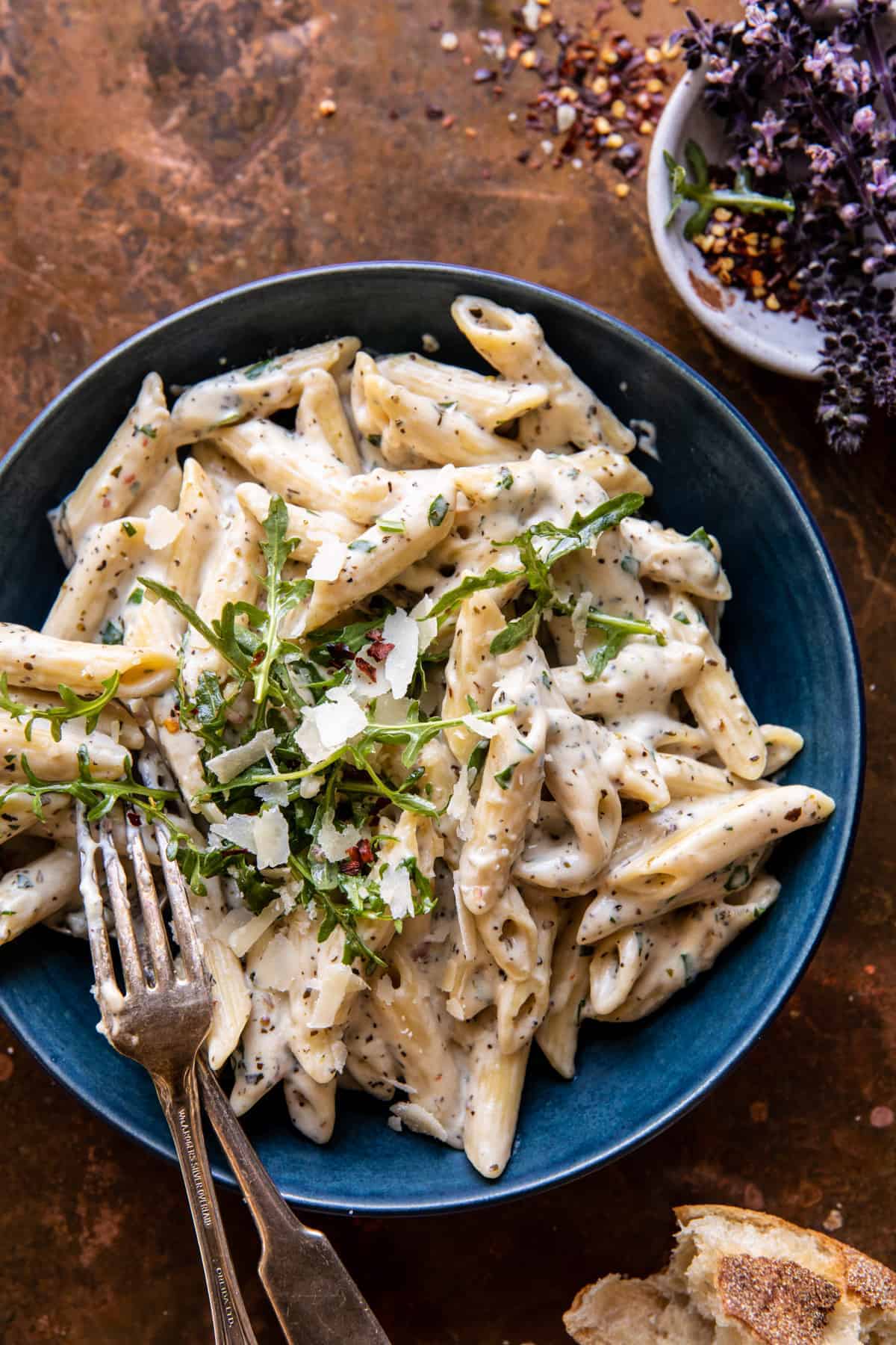 One-Pot-Creamy-Penne-Alfredo-with-Spicy-Arugula-1