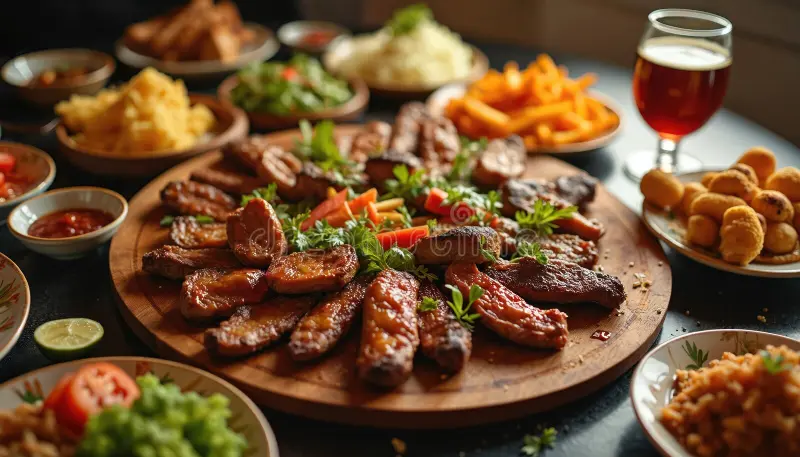 family-feast-platter-offers-delicious-grilled-meat-variety-including-chicken-beef-pork-perfect-iftar-dinner-lunch-catering-394970311